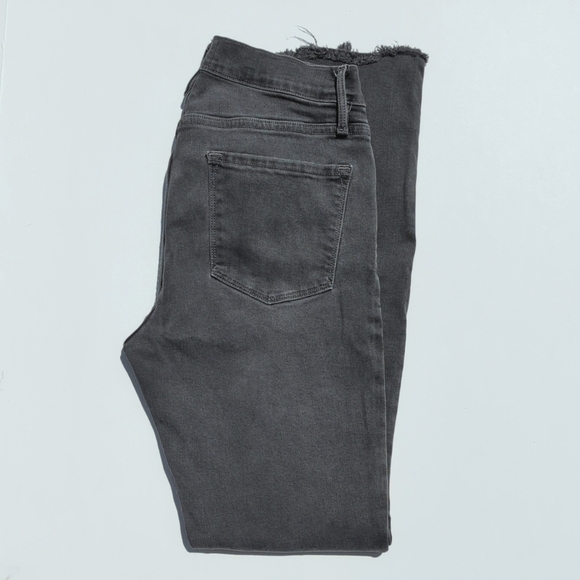 Frame Denim Drover Mid Rise Frayed Hem Ankle Cropped Le Skinny Jeans Black 28 - Picture 1 of 16